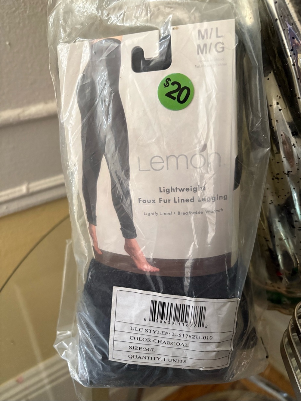 Lemon Women’s Faux Fur Lined Skinny Leggings — Charcoal